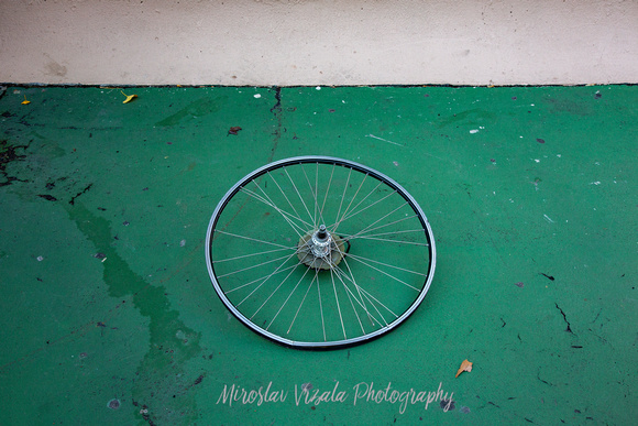 Missing Spokes on a Green Background